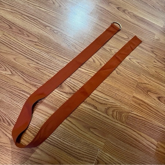 Sharagano Dress orange women Large belt midi summer pocket shirt sleeve - Picture 6 of 6